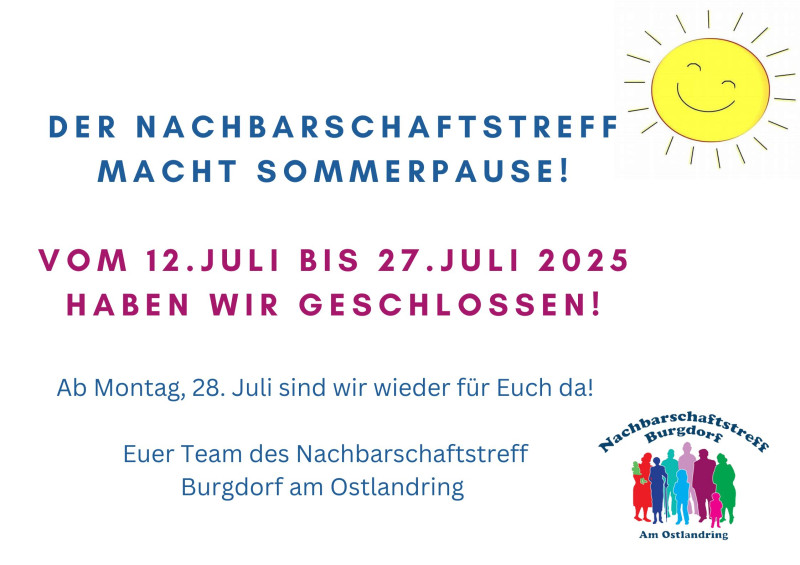 Schließzeit Nachbarschaftstreff Burgdorf